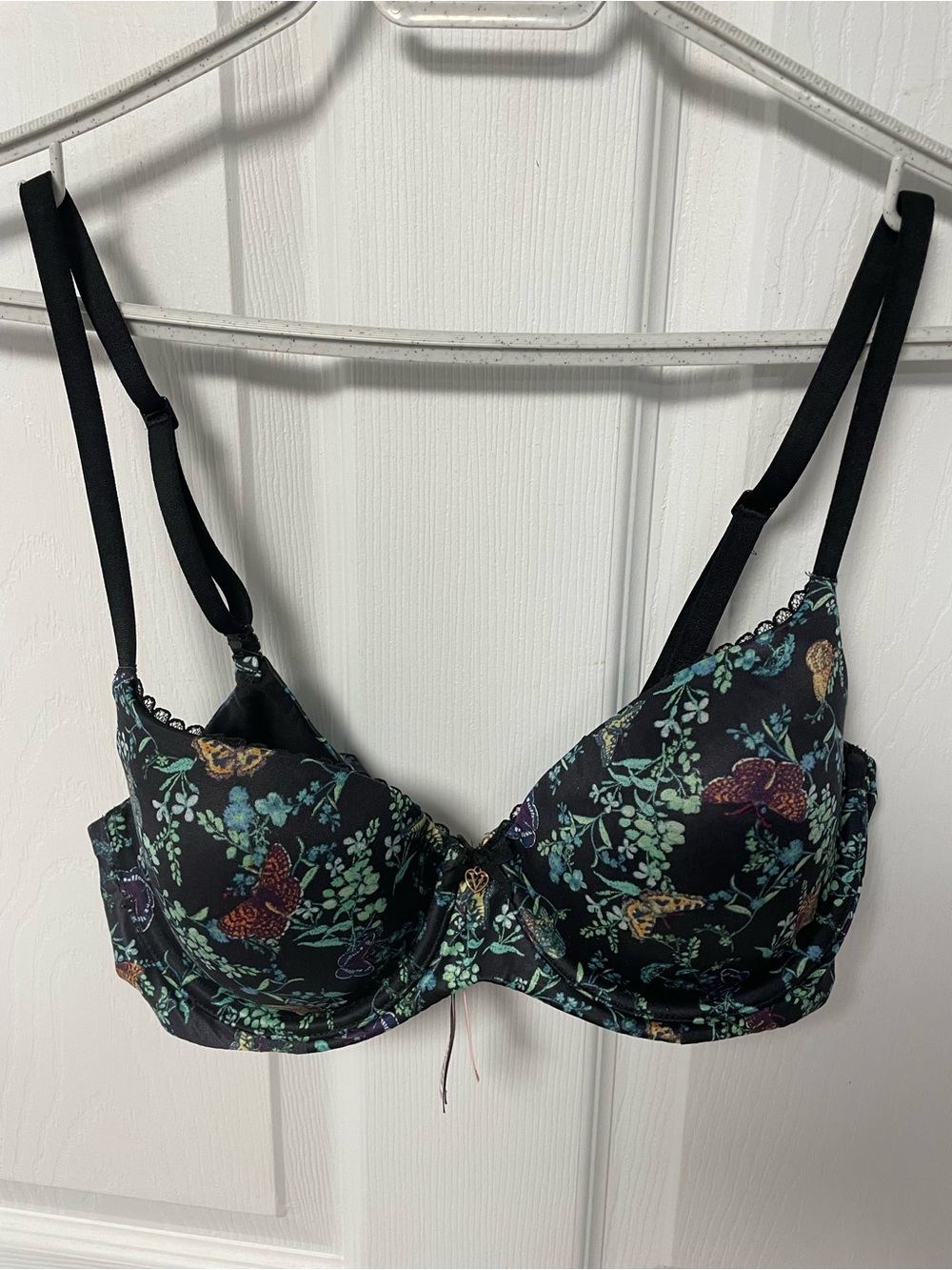 Victoria’s Secret Bra Body Lined Demi/Demi Double Butterfly Underwire Black 34C